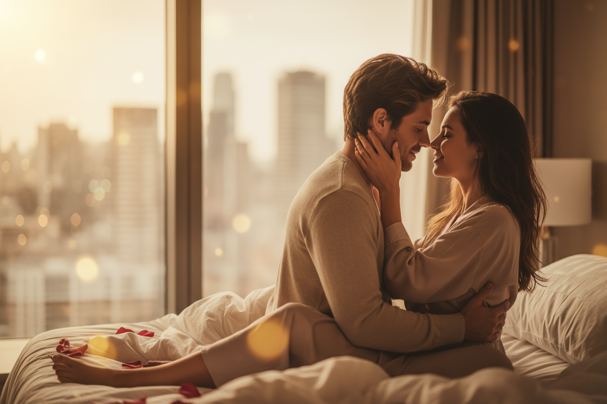 Authentic Couple Embracing Hero Banner